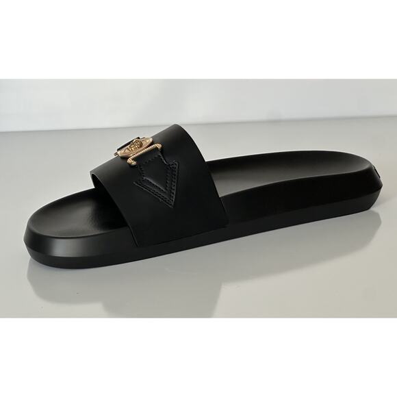 Versace Medusa Black Leather Slides Sandals 14 US (47 Euro) 1010628 NIB $490 - Picture 8 of 16